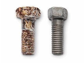 Two different types of screws chemically reacting