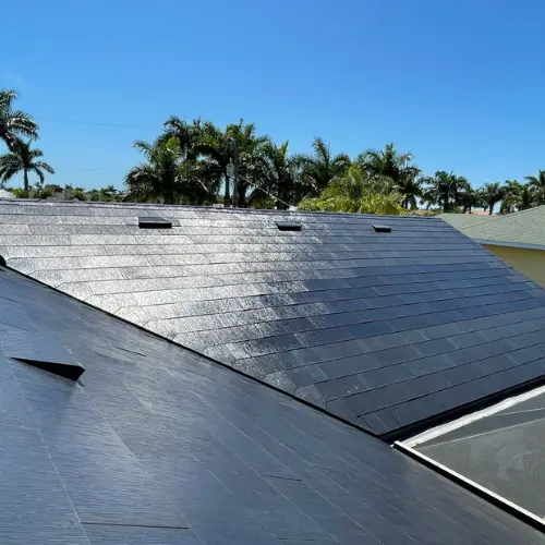 House with new Tesla Solar Roof installed.