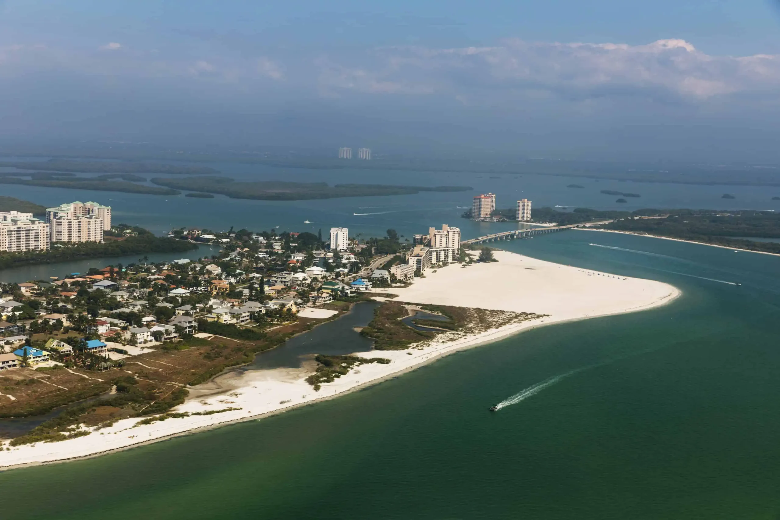 aerial shot of a florida beach